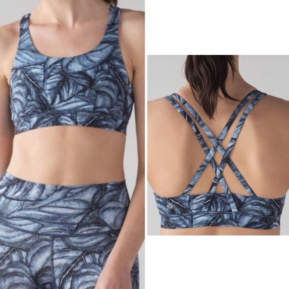 Lululemon Energy Bra (Nulux)- Mini Concrete Jungle Alpine White Multi/ Size 8 - Picture 1 of 8
